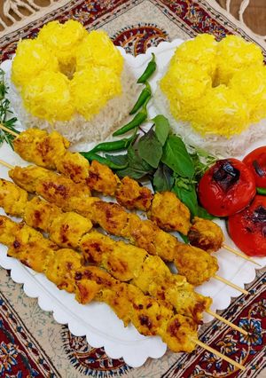 عکسی از دستور جوجه کباب با سیخ چوبی