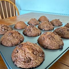 A picture of Banana chocolate chip streusel muffins.