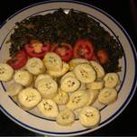Boiled plantain with vegetables