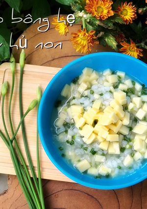 Hình của món Ăn dặm- cháo bông hẹ đậu hủ non.