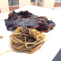 A picture of Baked Lamb Chop in Honey and Spicy Xo Black Pepper Sauce.