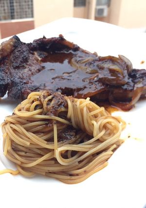 A picture of Baked Lamb Chop in Honey and Spicy Xo Black Pepper Sauce.