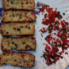 A picture of Eggless tutti fruiti sponge cake.