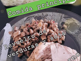 Pollito asado y revuelto de verduras con soja