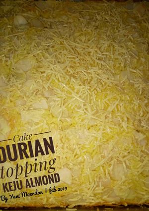 Foto resep Cake Durian topping keju almond
