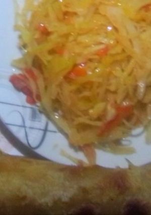 A picture of Sauted Cabbage with White Chapatis#CookedwithCookpad.