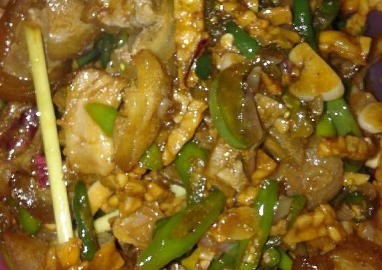 Tumis kikil tempe cabe ijo