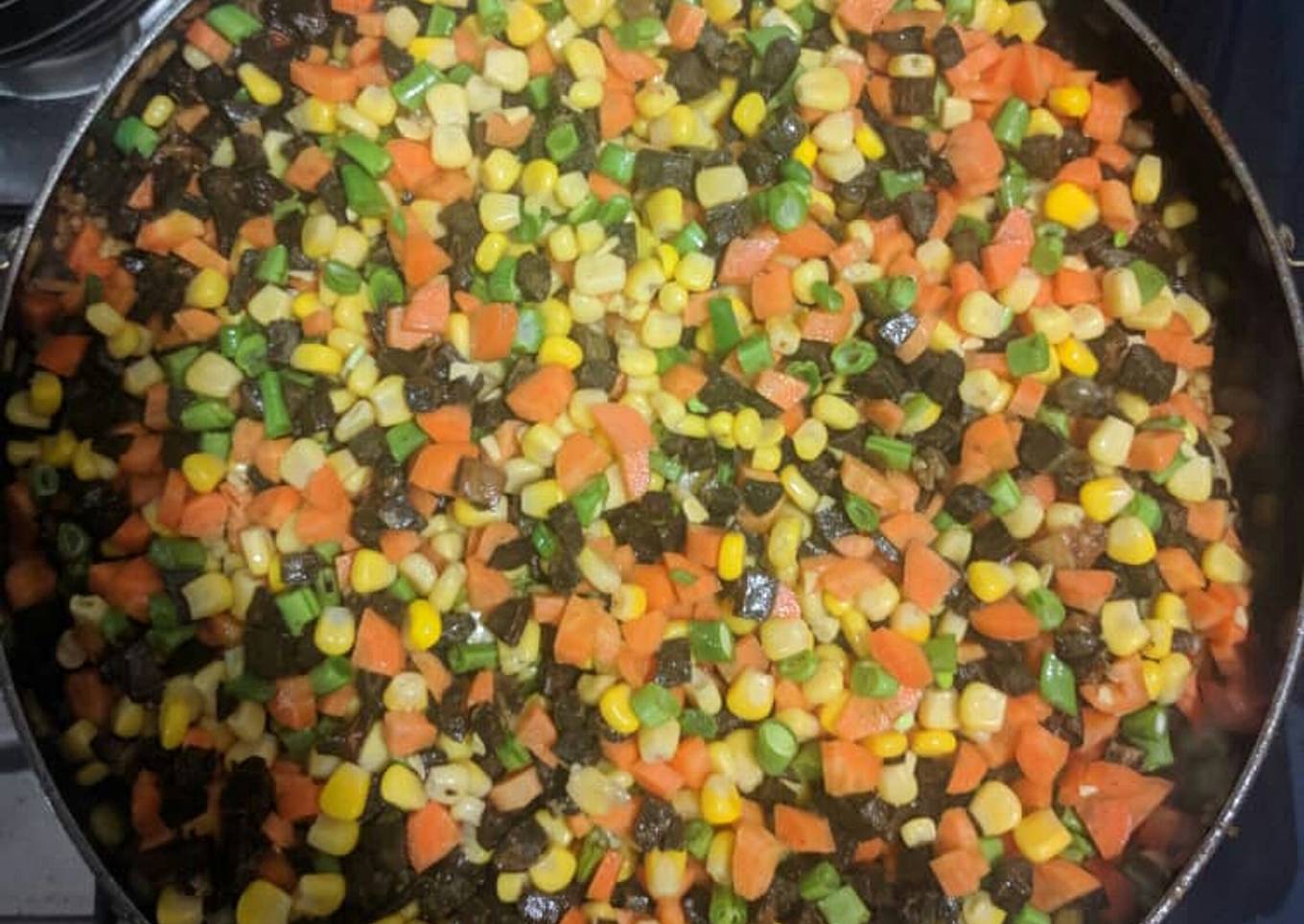 Stir fry veggies and liver