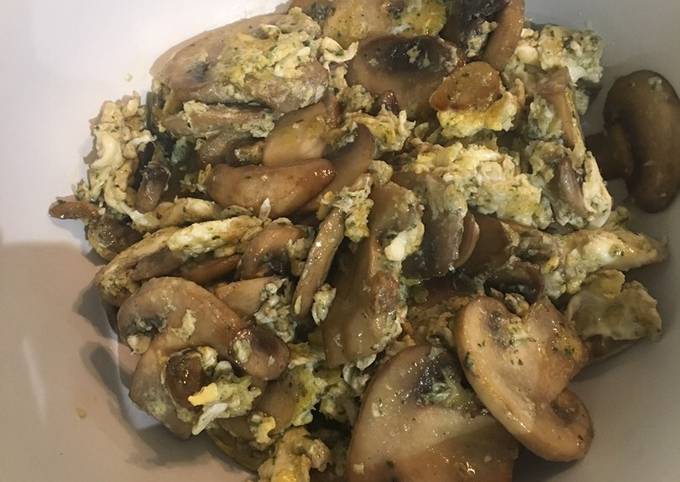 Mix of mushrooms and eggs