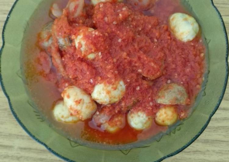 Balado telur puyuh,baby potato,sosis