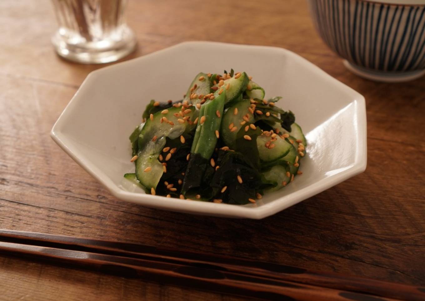 Cucumber and Wakame (sea weed) in Vinegar - Japanese #vegan