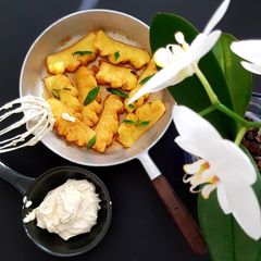 Spicy grilled Pineapple with Coconut Cream A picture of Spicy grilled Pineapple with Coconut Cream.
