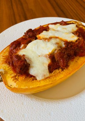 Une photo de Courge spaghetti à la bolognaise