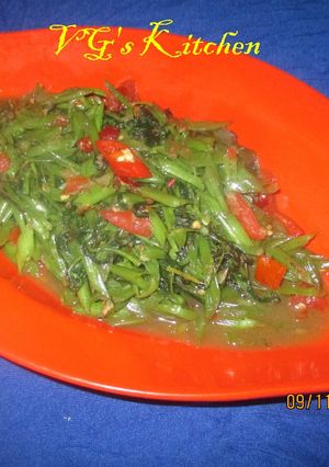 A picture of Water Spinach Sauteed with Dried Shrimp Paste (PONTIANAK).
