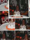 Mousse de café rellena de nuez a base de un coulis de naranja