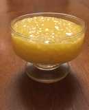 Postre de mango-maracuyá con perlas de sagú