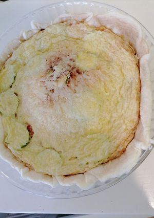 Una foto de Quiche de calabacín y tomate al microondas