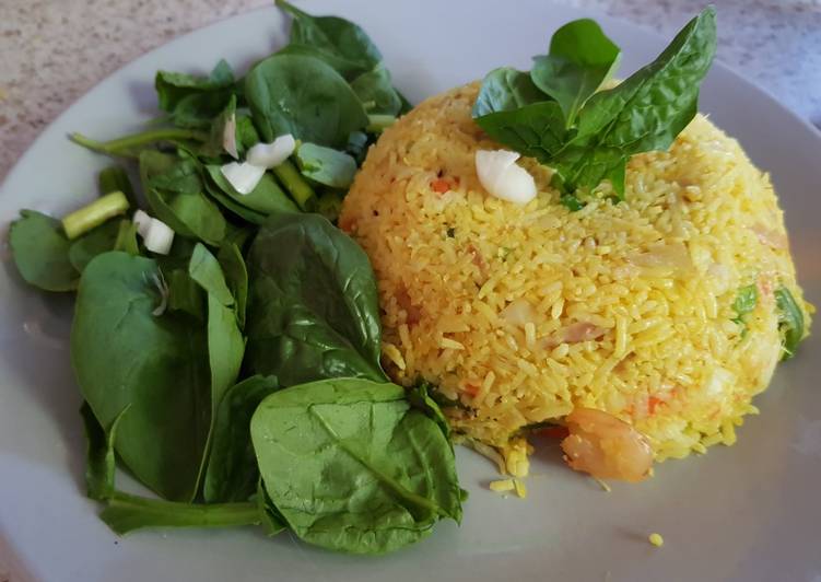 Step-by-Step Guide to Make Speedy My Saffron tumeric Rice with cod, prawns and veg