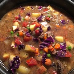 A picture of Vegetable beef soup.