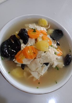 Foto resep SOP kulit tahu jamur vegetarian