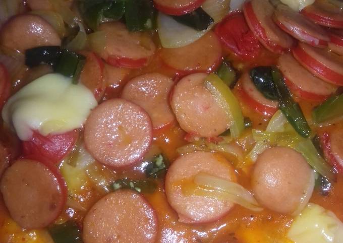 Pizza teflon roti tawar sosis