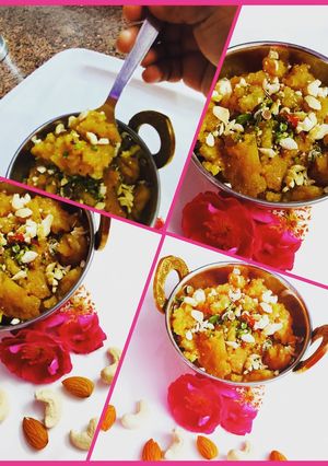 A picture of Falhari aloo halwa.