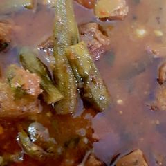 A picture of Bhindi gosht salan (Lady finger, Okra).
