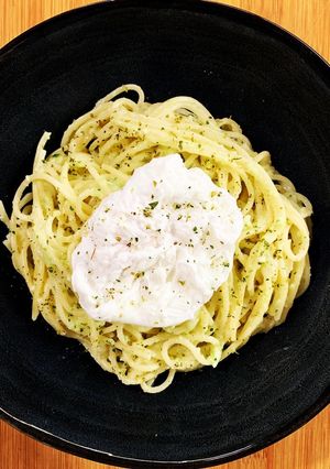 Une photo de Spaghettis à la crème de courgette et au chèvre