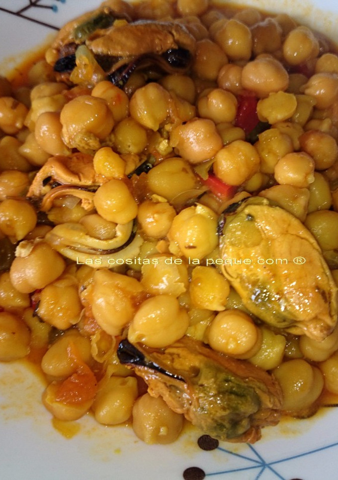 Una foto de Garbanzos con mejillones en escabeche