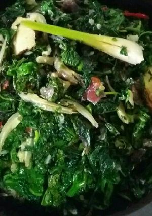 Foto resep Tumis teri daun singkong