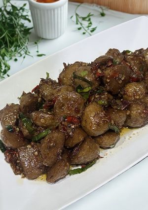 Foto resep Bakso oseng bawang
