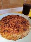 Tacu Tacu de Frejol Canario con Trucha frita y Ensalada