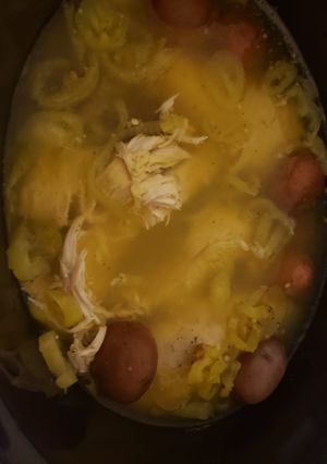 A picture of Slow Cooker Banana Pepper Chicken.