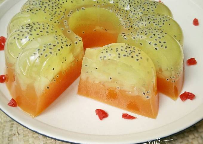 Pudding kelapa melon jeruk