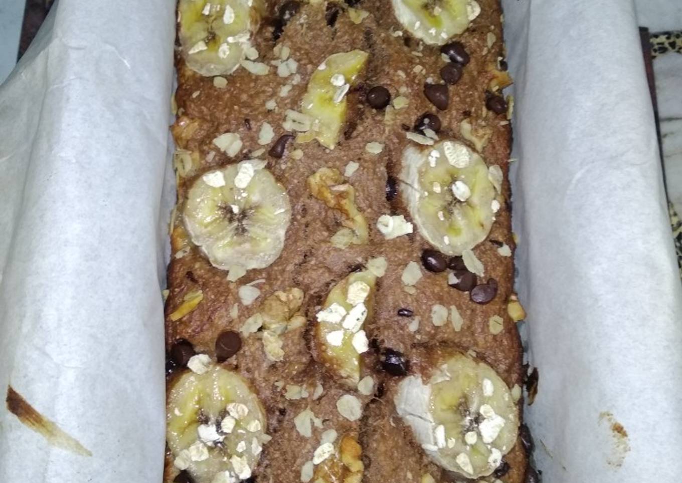 Budín de banana marmolado saludable