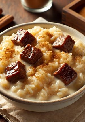 Una foto de Arroz con leche con carne
