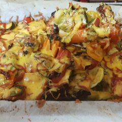 A picture of My Roast Veggie cheesey bake. 💚.