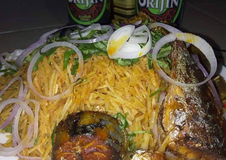 Simple Way to Make Tasty Abacha with fried titus fish Cooking Basics for Newbies