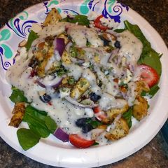 A picture of Red, White, and Blue Chicken Salad.