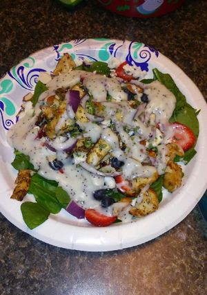 A picture of Red, White, and Blue Chicken Salad.