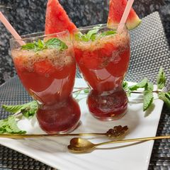 A picture of Super Cooling and Refreshing Watermelon Strawberry mocktail.