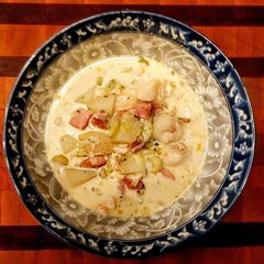 A picture of Smokey Kielbasa and Cod Cheek Chowder.