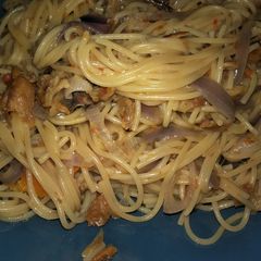 A picture of Dried fish spaghetti.