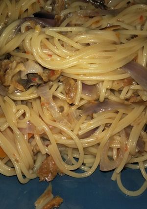 A picture of Dried fish spaghetti.