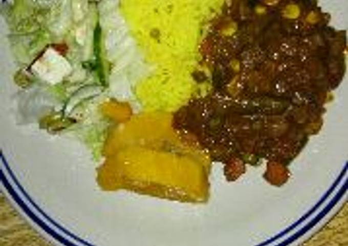 Homemade beef kidney stew and yellow rice recipe main photo