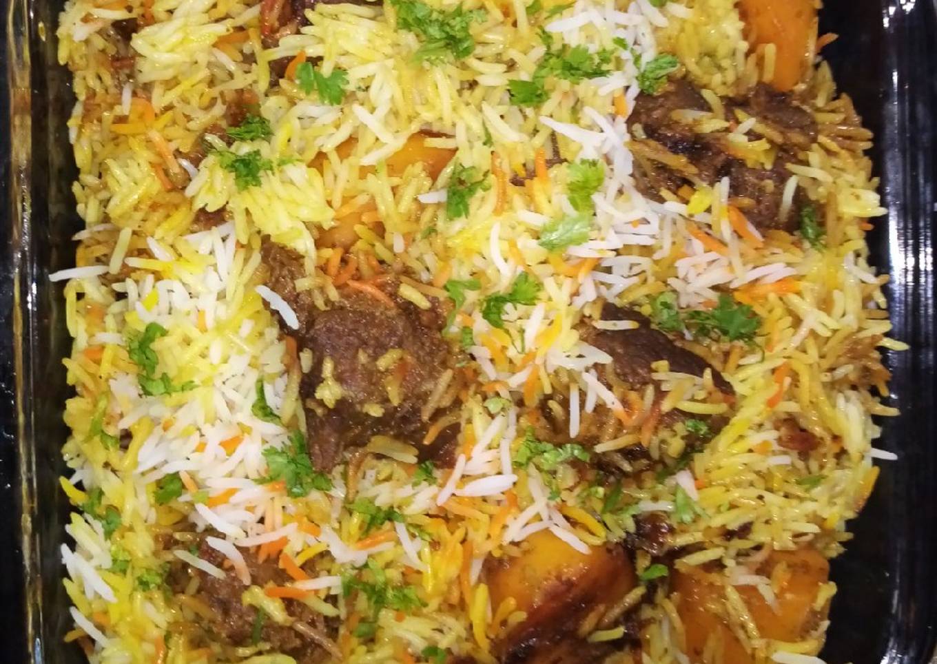 Spicy beef biryani