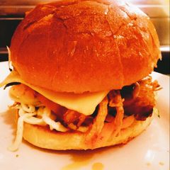 A picture of BBQ Pulled Pork 'Burgers' in Brioche Buns.