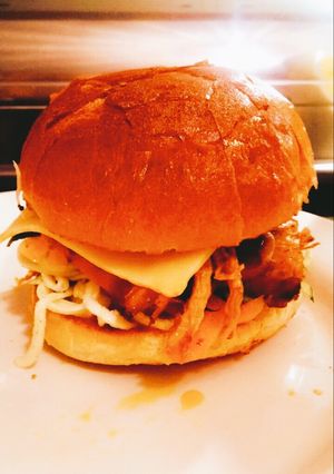 A picture of BBQ Pulled Pork 'Burgers' in Brioche Buns.