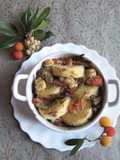Gnocchi di semolino con pesce e carciofi allo zenzero