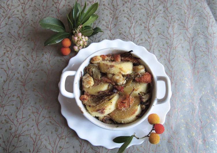Gnocchi di semolino con pesce e carciofi allo zenzero